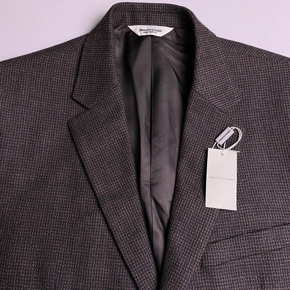 NEW Pronto Uomo Blazer Sport Coat 44R Mens 100% Lambswool Brown